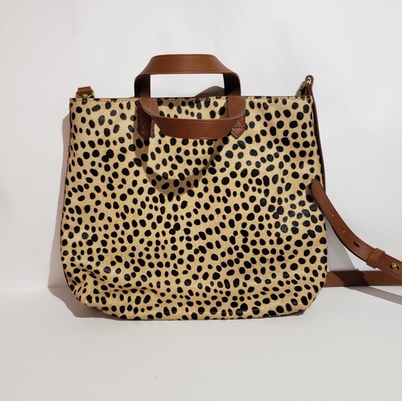 NEW Madewell small transport zip top spotted calf hair crossbody - Picture 8 of 14
